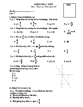 Kiểm tra 1 tiết môn Toán Số 7